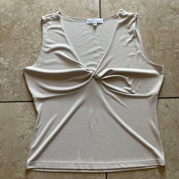 White House Black Market Tops - White House black‎ market women's cream sleeveless twist tank XL